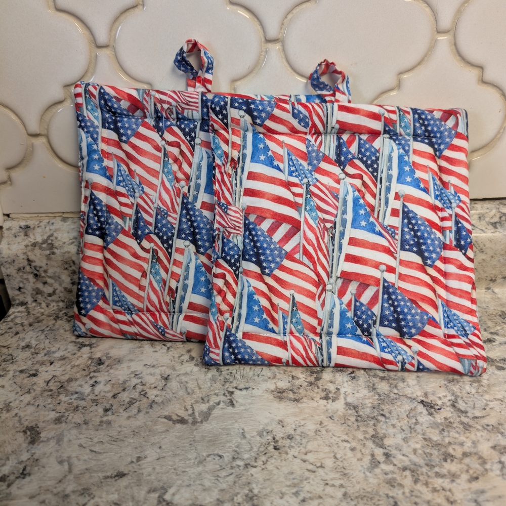 Patriotic American Flag Pot Holders